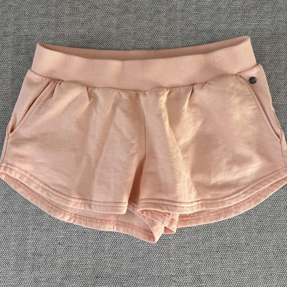 Roxy Women Fleece Mini Shorts Size M Peach Casual Beach Pockets